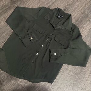 About A Girl Olive Green sheer Blouse